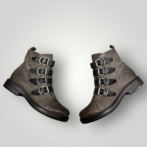 MIZ MOOZ - Leather Buckle Straps Ankle Boots Crescent - Gray - EU 37 US 6.5 - 7 - Picture 5 of 12